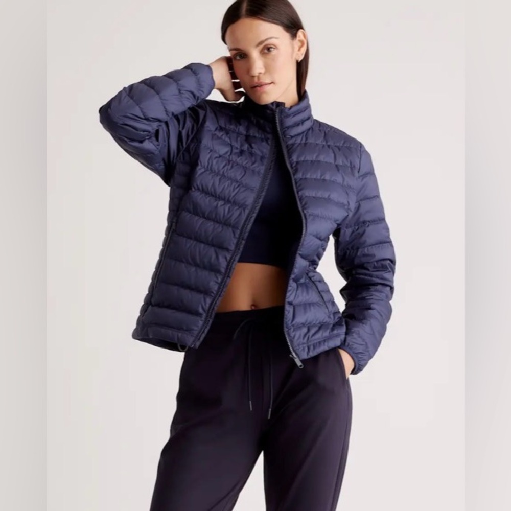 Quince Lightweight Down Packable Puffer Jacket Navy Blue Women’s Size Large